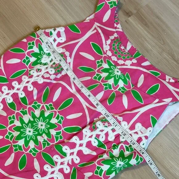 Lilly Pulitzer silk Hibiscus Pink Gather Round Jacqueline Dress Size 6 - Picture 2 of 4